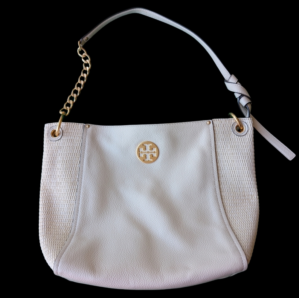 Tory Burch Cream Shoulder Bag with Gold Chain